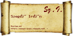 Szegő Irén névjegykártya